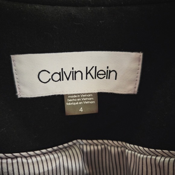 Calvin Klein Black Open Front Longline Blazer Jacket Womens Size 4 - Picture 7 of 7